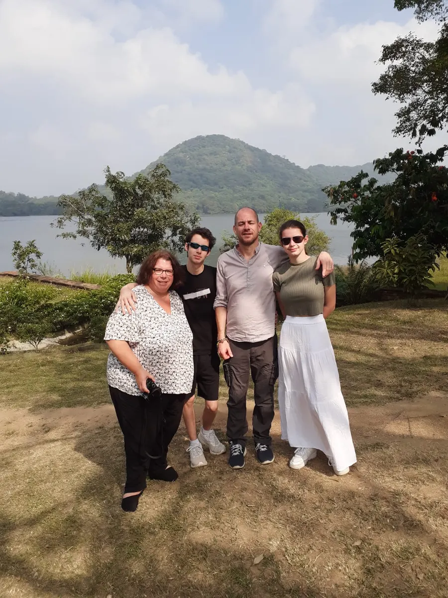 Lakeside family moment, Sri Lanka
